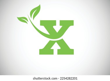 Initial letter X and leaf logo. Eco-friendly logo concept. Modern vector logo for ecological business and company identity