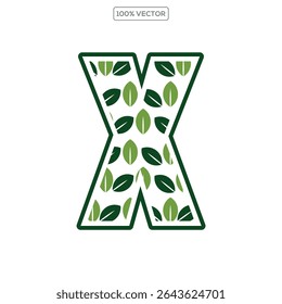 Initial Letter X With Leaf Luxury Logo. Green leaf logo Template vector  