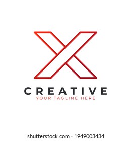 Initial Letter X line logo design. Geometric Line Style. Graphic alphabet symbol. Usable for Business and Branding Logos. Flat Vector Logo Design Ideas Template Element. Eps10 Vector
