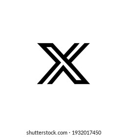 initial letter x line stroke logo modern