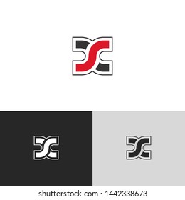 Initial Letter x x linked lowercase logo design template elements. Red letter Isolated on black white grey background. Suitable for business, consulting group company.