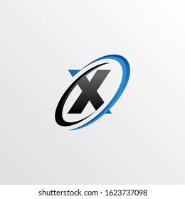 Initial Letter X Logo with Circle Swoosh Element