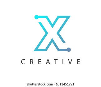 Initial Letter X logo Connected circle symbol. Design Template Element