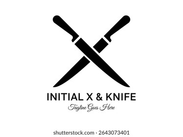 Initial letter X logo with crossed knife shapes