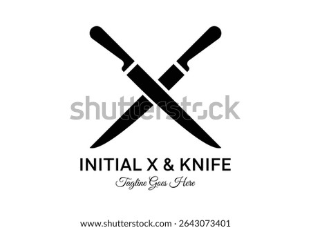 Initial letter X logo with crossed knife shapes