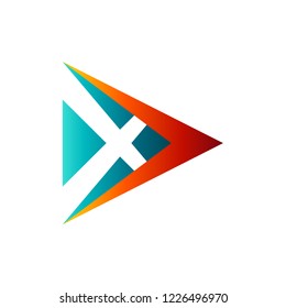 initial letter X logo design inside arrow/arrowhead shape