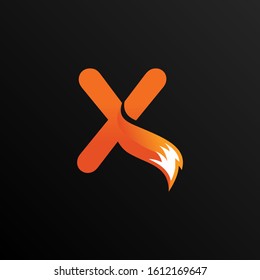 Initial Letter X Logo Design with Foxtail Element