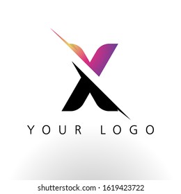 Initial Letter X Logo Design With Creative Lines and Swosh in Purple color vector template