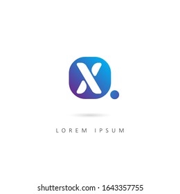 Initial Letter X Logo with Dot. Design Vector Illustration Template