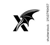 Initial letter X logo and Dragon wings symbol. Wings design element,  initial Letter X logo Icon, Initial Logo Template