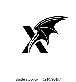 Logo de la letra inicial X y símbolo de alas Dragon. Elemento de diseño de alas, icono inicial del logotipo de la letra X, plantilla de logotipo inicial