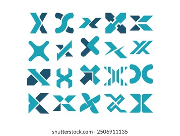 Initial Letter X Logo Element Set