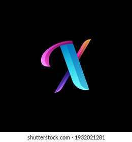initial letter x logo with gradient vibrant colorful glossy