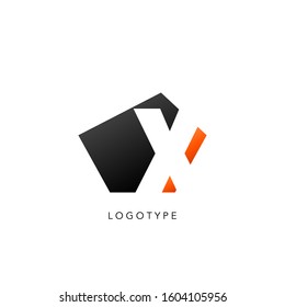 Initial Letter X logo icon. Vector design concept abstract techno geometrical shape with negative letter X logo icon.