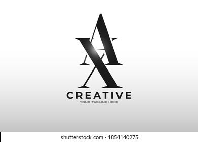 Initial letter A and X logo isolated on white background, Flat Logo Design Template, vector illustration