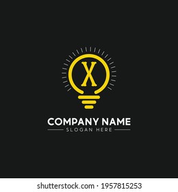 Initial Letter X Logo And Light Bulb Bright Logo In Yellow Colors With Editable Vector File
