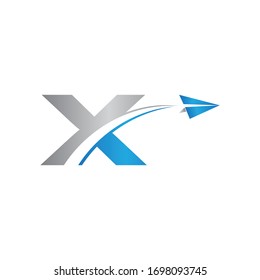 initial letter x logo Origami paper plane