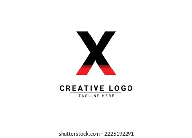 Initial Letter x Logo. Red and black  shape x Letter logo with shadow usable for Business and Branding Logos. Flat Vector Logo Design Template Element.