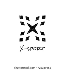initial Letter X Logo. Sport logo concept design. hand drawing with noise effect. isolated Logo design template.