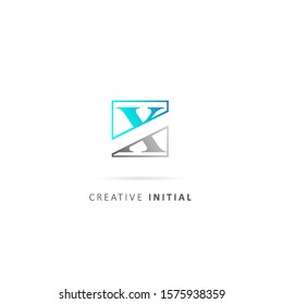 initial letter x logo with square element, design vector gradation color template