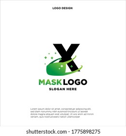 Anfangsbuchstabe X Logo-Vorlage mit Maske oder Schildkröte in flachem Mono-Symbol