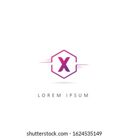 Initial Letter X Logo Vector Template with Hexagon Element