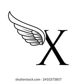 Initial letter X logo and wings symbol vector