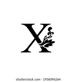 initial letter X luxury ornament black color