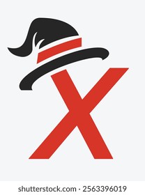 Initial Letter X Magic Hat Logo Design Concept For Magic Fantasy Symbol