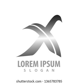 Initial letter X metallic silver concept design. Symbol graphic template element 