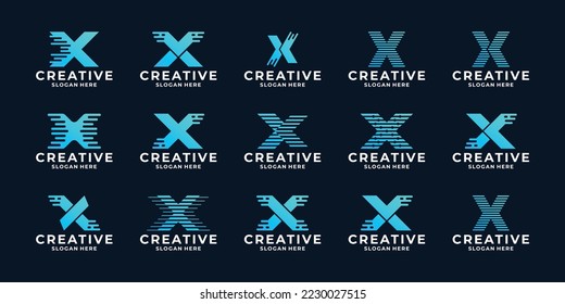 Initial letter X modern technology logo design inspiration.