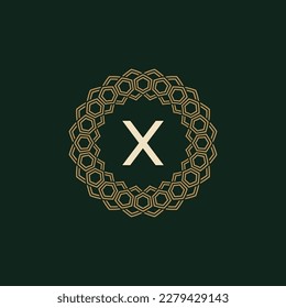 initial letter X ornamental elegant frame lines logo