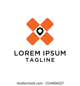 initial letter X Pin Map Location logo template