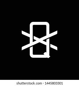 Initial letter X and Q, XQ, QX, overlapping interlock monogram logo, white color on black background