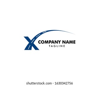 Initial Letter X Road Way Logo Design Template