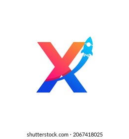 Initial Letter X with Rocket Logo Icon Symbol. Good for Company, Travel, Start up and Logistic Logos