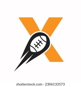 Logo De Letra Inicial X Rugby, Símbolo Estadounidense De Fútbol Combinado Con Icono De Pelota De Rugby Para Diseño De Logotipo De Fútbol Americano