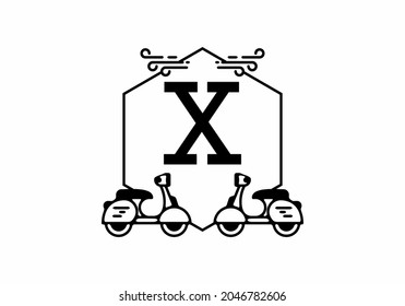 Initial letter X in scooter frame design