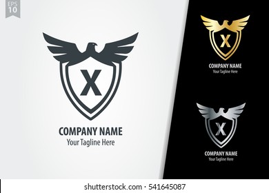 Initial Letter X With Shield Logo Design