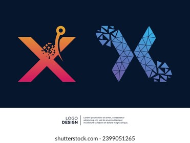 Initial letter X smart logo design. Artificial Intelligence concept.