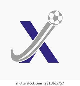 Initial Letter X Soccer Logo. Football Logo Concept With Moving Football Icon