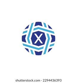 Initial letter X sphere logo Symbolize Global Connectivity
