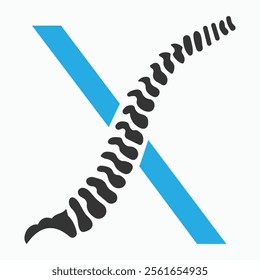 Initial Letter X Spine Logo Concept For Chiropractic Logo Design, Medical Physiotherapy Symbol