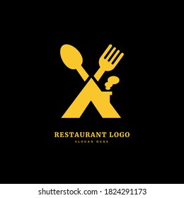 Letra inicial X con cuchara y tenedor para el concepto de restaurante. logotipo de carta X, adecuado para empresas y negocios culinarios.