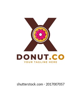 Initial Letter X Sweet Donut Logo Design. Logo für Cafes, Restaurants, Cafés, Catering.