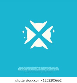 Initial Letter X Swoosh Orbit Logo Designs Vector, X Initial Logo for kids logo template in blue background, Logo symbol icon