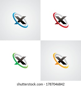 letra inicial X logotipo de la compañía de anillo de swoosh color azul rojo naranja negro