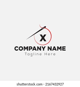 Initial Letter X Tailor Logo, Needle and Thread Combination. Needle logo, Embroider, Textile, Fashion, Cloth, Fabric Template