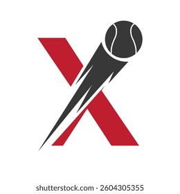 Initial Letter X Tennis Ball Logo Design With Speed Symbol. Tennis Ball Logo For Academy and Club Sign