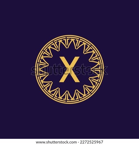 initial letter X unique ancient medallion circle emblem frame logo